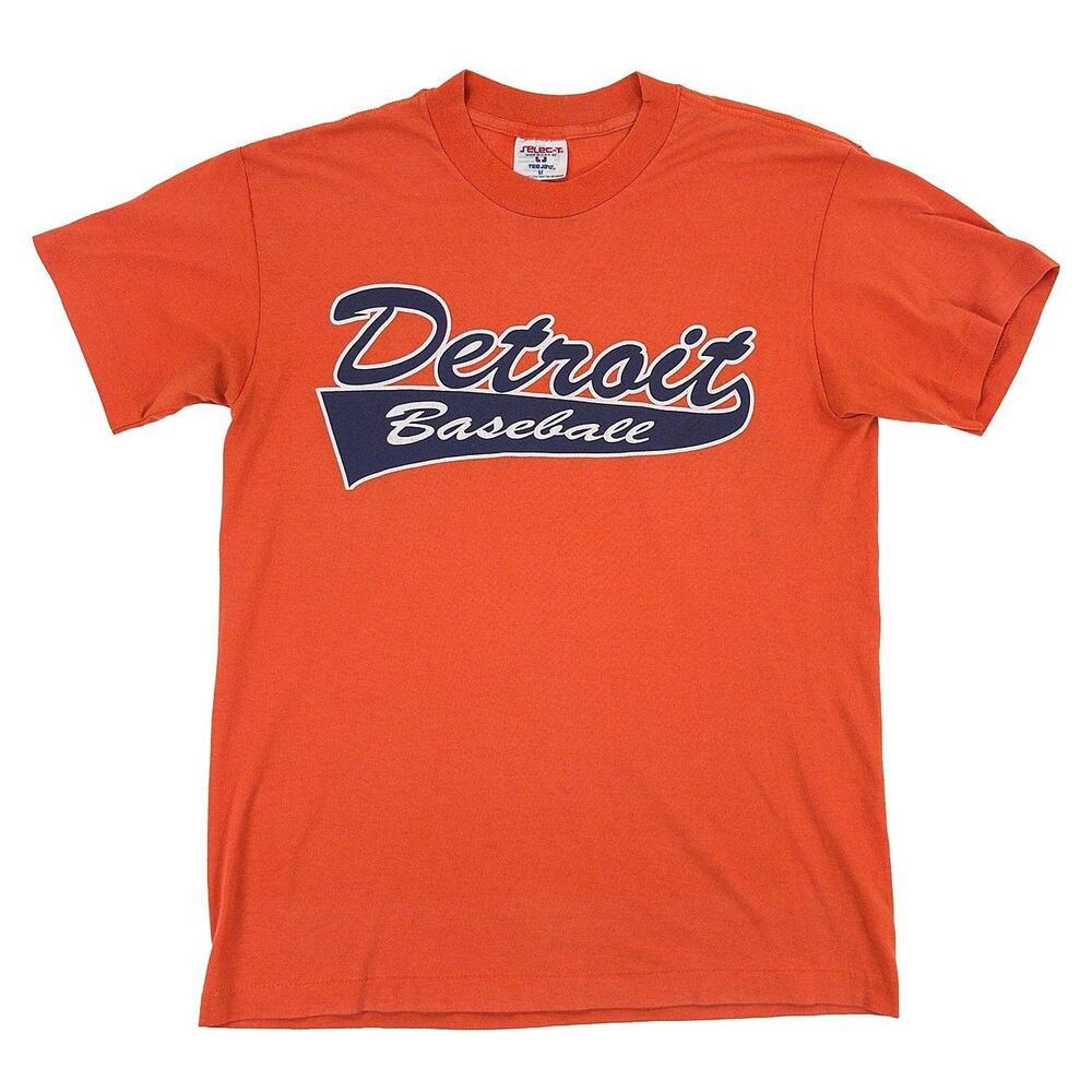 VTG 80s Detroit Baseball T Shirt Mens M Orange Tee Jays Single Stitch Made USA